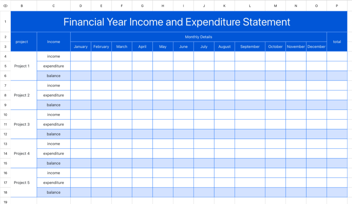 Financial Year Income and Expenditure Statement
